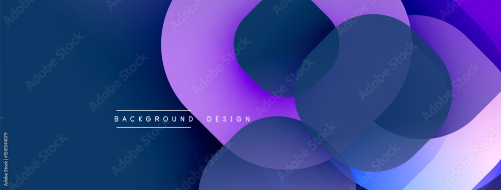 Aufkleber abstract background features overlapping circles, gradients. purple, blue hues dominate composition.
