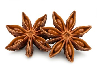 Two star anise spices isolated on white background