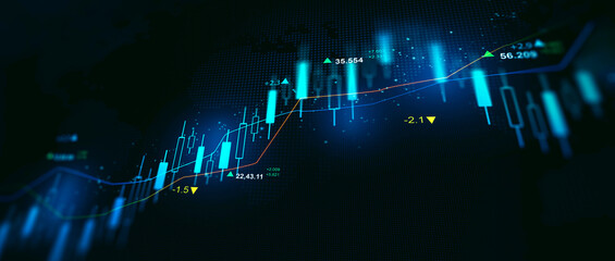 Stock market investment trading graph growth.Trade business analytics graph and financial chart.Price graph and indicator. Stock market investment and crypto currency. 
