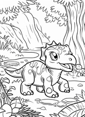children's coloring book
simple cartoon dinosaur line art for kids coloring book 