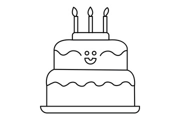 Birthday cake icon in one line drawing