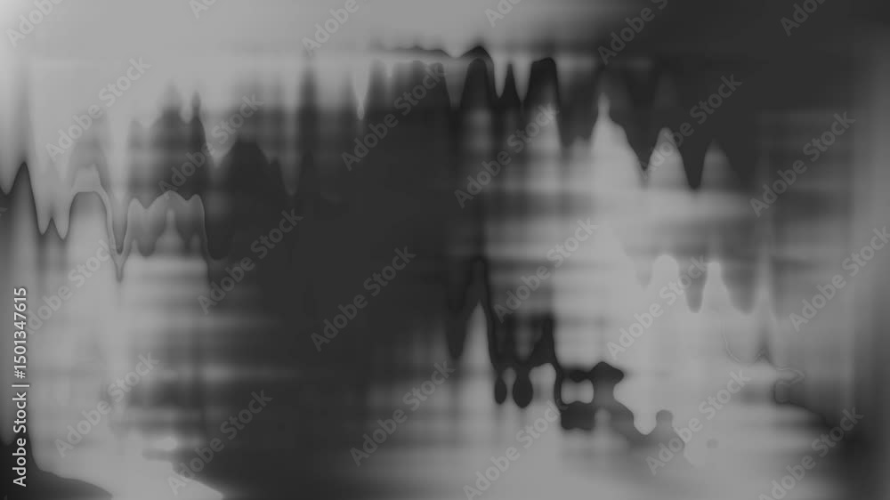 Poster abstract animated background with black and white blurred waves and soft gradients forming a dark an