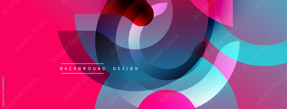 Aufkleber abstract vibrant design. overlapping circles create dynamic composition. pink, blue hues dominate vi