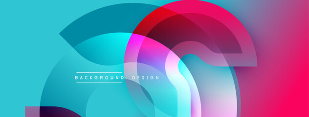 Abstract fluid shapes overlap, creating vibrant color gradients. Turquoise, pink, blue hues dominate design. Modern aesthetic.