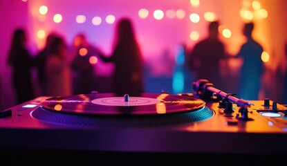 Turntable at Night Club Party