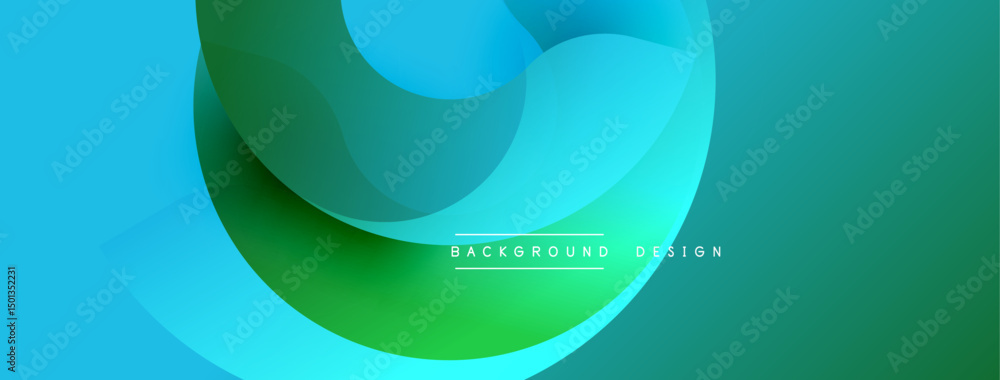 Leinwandbilder Abstract flowing shapes, vibrant bluegreen gradients. Modern design element for backgrounds, banners, presentations. Smooth curves create dynamic visual effect.