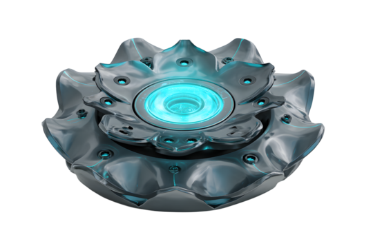 Futuristic technology core reactor power source energy generator illustration on transparent background