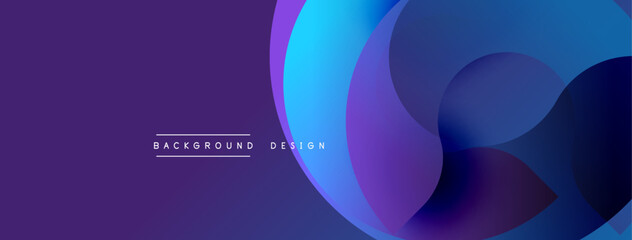 Abstract fluid shapes, vibrant purple blue gradient. Modern design elements create dynamic background texture. Minimalist text present.