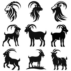 icon set pack, goat silhouette