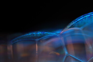 Blue liquid connection lines, macro view, surreal colours, bright physical effects 