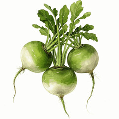 Moonlit tubers & soft strokes turnips isolated watercolor vector illustration svg