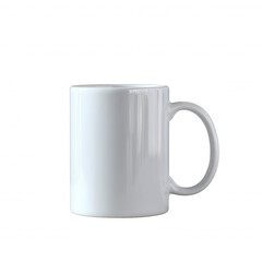 A simple white coffee mug displayed on a white background, perfect for showcasing your designs or branding. Ideal for promotional materials or product presentations.
