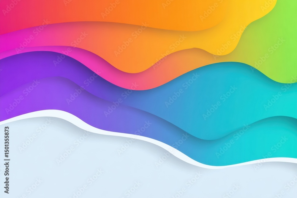 Poster colorful abstract gradient background with white outline shapes in a clean layout suitable for vario