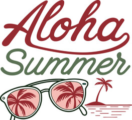 Aloha Summer For Typography tshirt Design Print Ready eps cut file Download 
