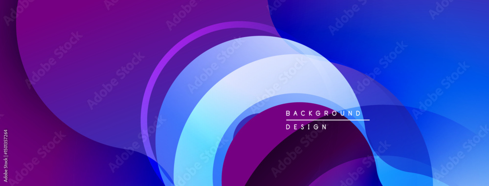 Poster abstract flowing shapes, vibrant purple, blue hues. modern design, smooth gradients create dynamic v