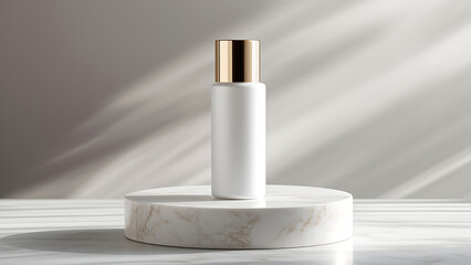 Minimalist White Skincare Bottle on Marble