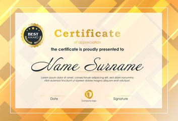 Certificate Of Achievement Award Template Design.