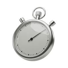 Sleek 3D Silver Stopwatch for Precise Time Measurement and Sports Tracking