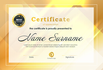 Certificate Of Achievement Award Template Design.