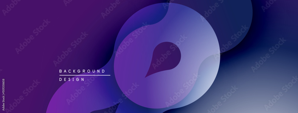 Aufkleber Abstract purple design features overlapping circles, creating fluid shapes. Gradient colors provide depth, modern aesthetic.