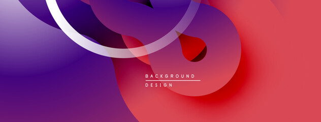 Abstract fluid shapes, vibrant gradients. Purple blends into red. White curved line adds dynamic contrast. Modern design element.