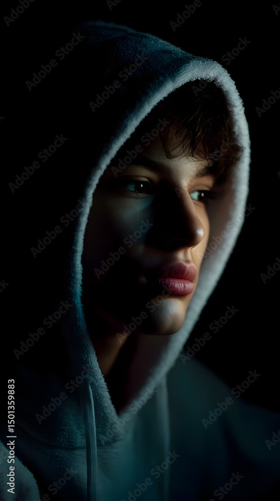 Poster focused young programmer coding late at night