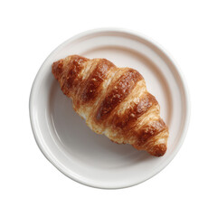Delicious golden croissant served on a white plate, showcasing its flaky texture and buttery layers. Perfect for breakfast or a snack.