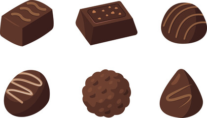 Chocolate candies collection. Vector illustration. Sweet food icons
