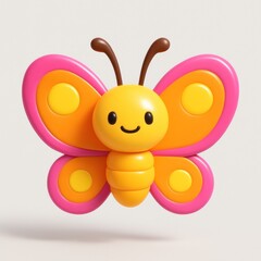 Colorful cute cartoon butterfly illustration.