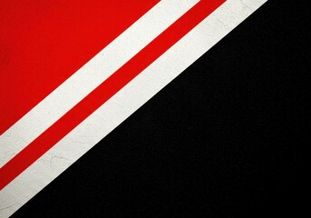 Fototapeta premium Abstract design with red, white and black diagonal stripes on textured surface