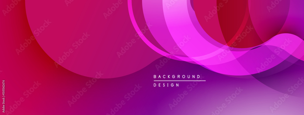 Fototapete abstract background features overlapping curves, vibrant magenta, purple hues. modern design, smooth
