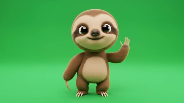 Cartoon sloth illustration against solid green background
