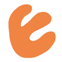 Trendy Abstract Orange Doodle Decorative Element. Isolated on transparent background. 