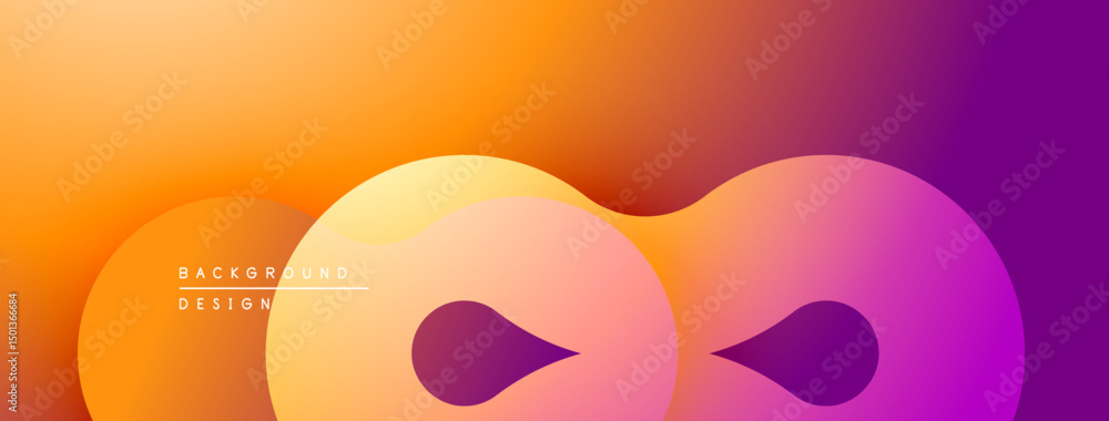 Poster Abstract gradient background. Smooth curves create flowing shapes, transitioning from orange to purple hues. Minimalist design, modern aesthetic.