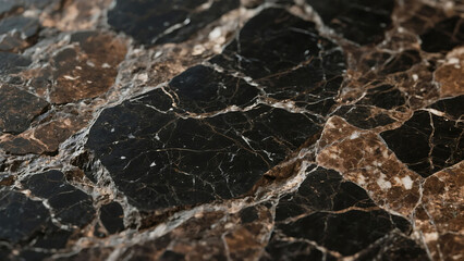 Close-up of a black and gold granite surface