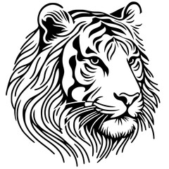 Tiger head sketch silhouette