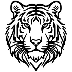 One line tiger face silhouette