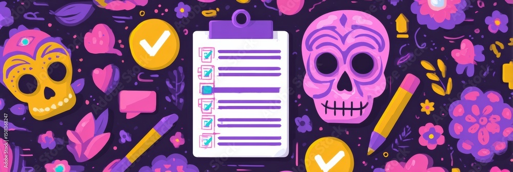 Poster bright poster featuring skull icon and checklist for safe storage in vibrant colors suitable for an 