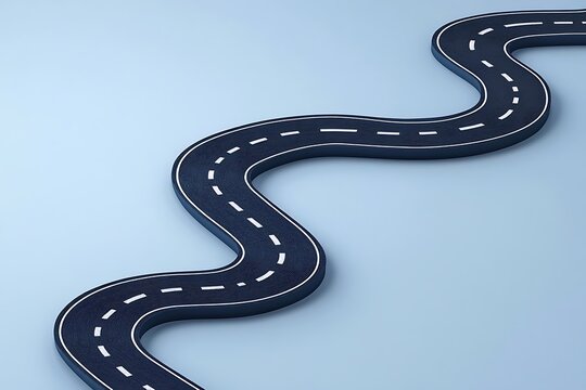 A winding road stretches across the landscape, symbolizing journey and progress, viewed from directly above.