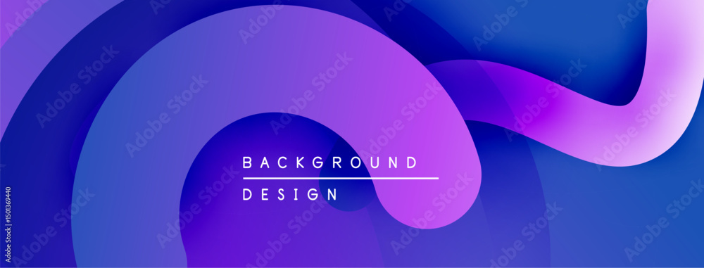 Aufkleber abstract fluid shapes, vibrant purple, blue gradients. modern design element, smooth curves, dynamic