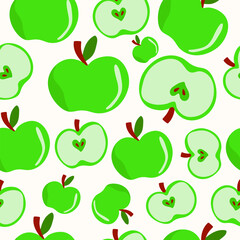 Bright juicy green apple, seamless background.