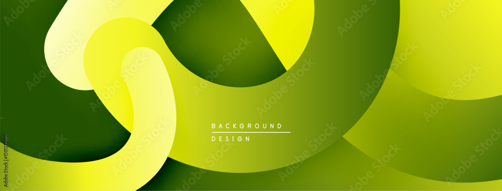 Poster abstract design features overlapping yellow, green curves. modern aesthetic, suitable for background