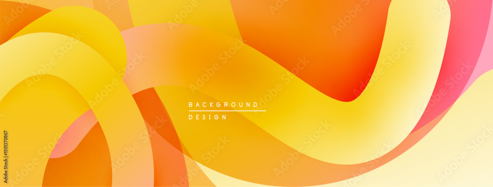 Poster Abstract fluid shapes, vibrant gradients. Warm colors dominate, creating dynamic visual flow. Modern design element.