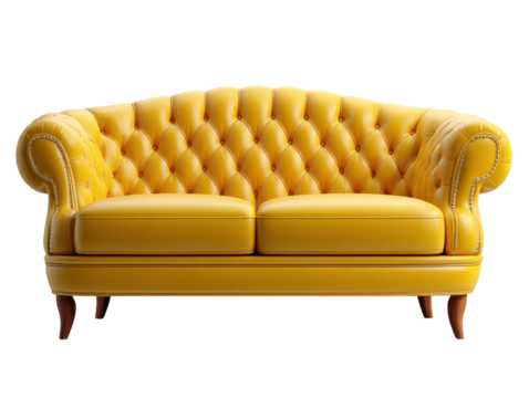Golden Yellow Chesterfield Sofa: A stunning yellow chesterfield sofa offers a touch of elegance and comfort in a modern living space.