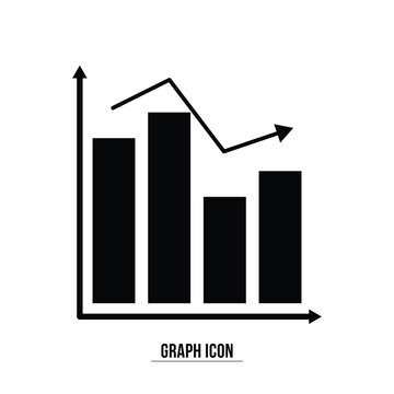 Graph chart vector icon set. growth increase and decrease sign. economy rise and decline symbol. upward or downward trend bar chart icon. profit and loss statistics in eps 10.