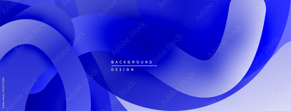 Leinwandbilder Abstract blue background. Smooth flowing shapes create dynamic visual effect. Gradient shades offer depth, modern aesthetic.