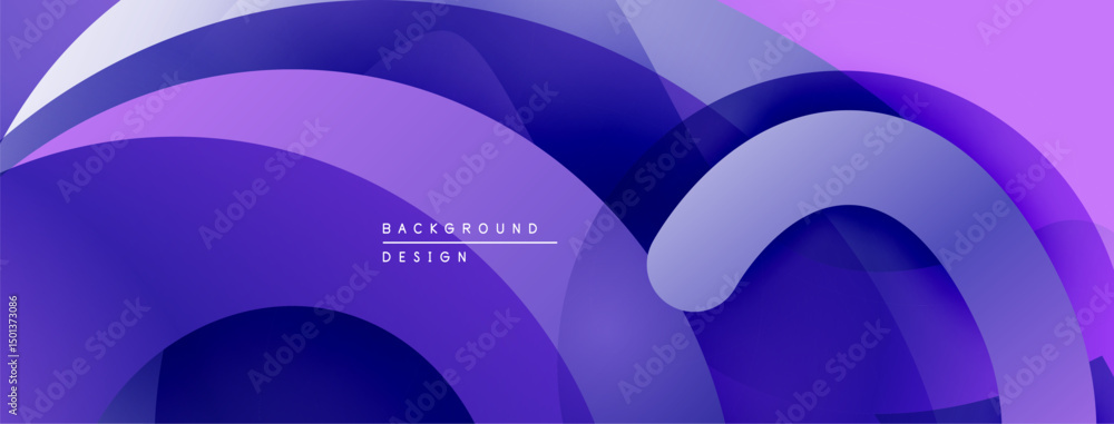 Aufkleber Abstract flowing shapes, purple hues dominate design. Smooth gradients create dynamic visual effect. Modern background texture.