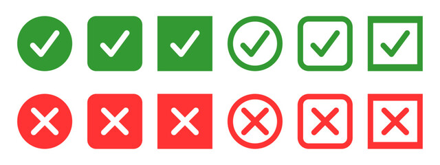 Check and Cross Mark Icons Set