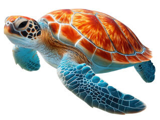 Underwater Harmony: The radiant hues of an aquatic turtle, a vibrant depiction of life beneath the waves. With graceful movement, it embodies tranquility in its underwater domain.