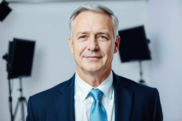 Naklejka premium Confident Businessman in Studio Setting